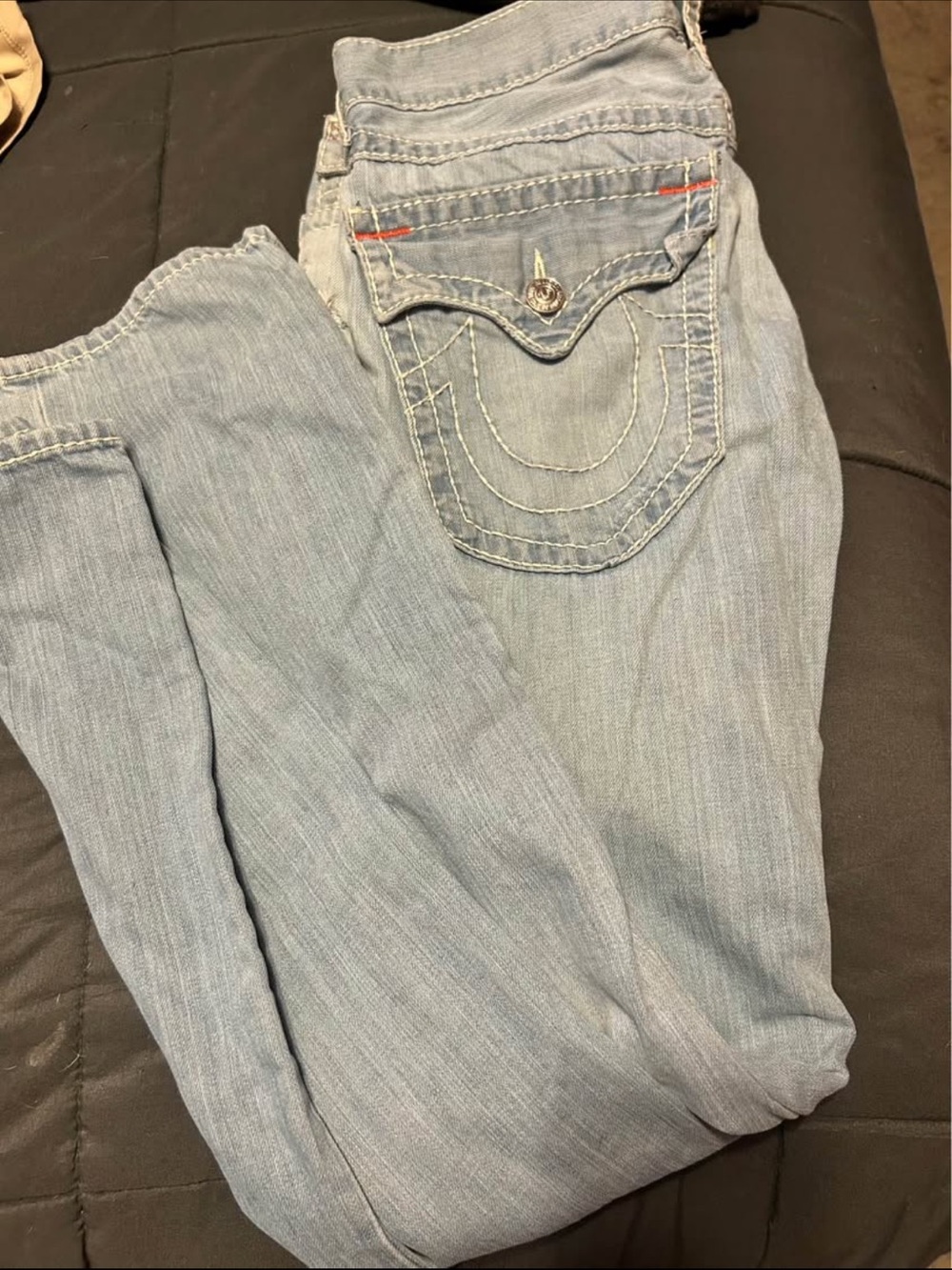 True Religion Light Blue Straight Men's Jeans with Signature Pocket